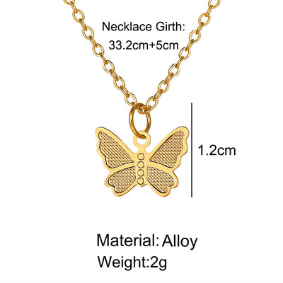 Vintage Simple Alloy Butterfly Pendant Necklace